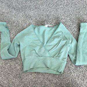 Green Women's Wrap Top